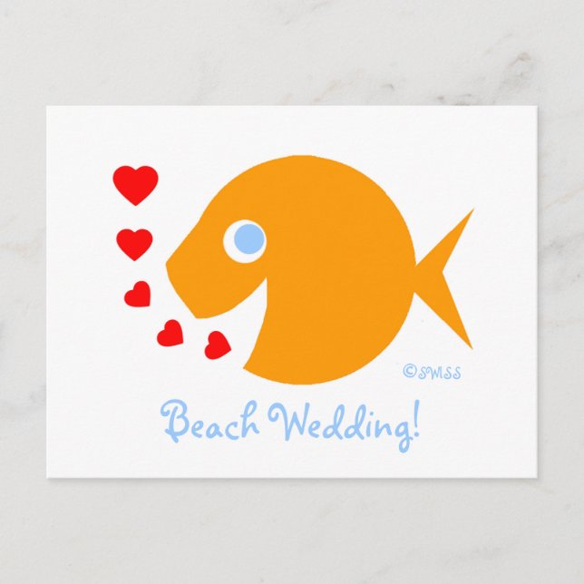 Cute Sweet Beach Wedding Save The Date Postcard (Front)