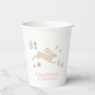 Cute Sweet Bunny Rabbit Animal 1st Birthday Party  Paper Cups