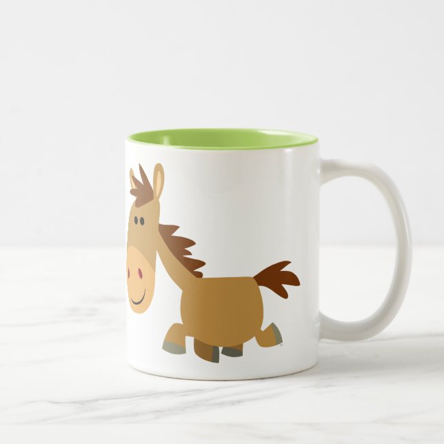 Cute Sweet Cartoon Horse Two-Tone Coffee Mug (Right)