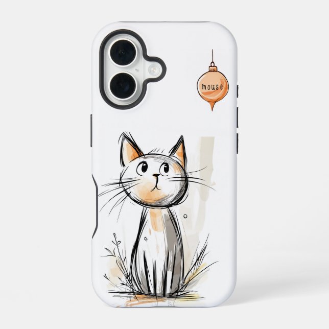 Cute Sweet Cat Illustration iPhone 16 Case (Back)