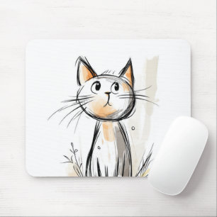 Cute Sweet Cat Illustration Mouse Pad