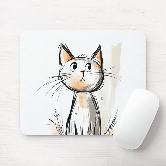 Cute Sweet Cat Illustration Mouse Pad (With Mouse)