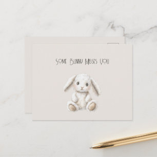 Cute Sweet Cream White Bunny Missing You Postcard