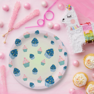  Cute Sweet cupcake & Sprinkle 2nd Birthday Girl Paper Plate