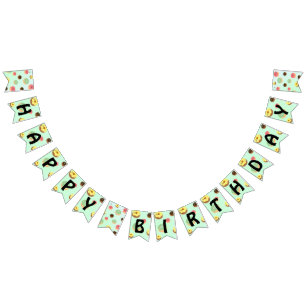 cute Sweet doughnuts Birthday party Girly pattern Bunting Flags