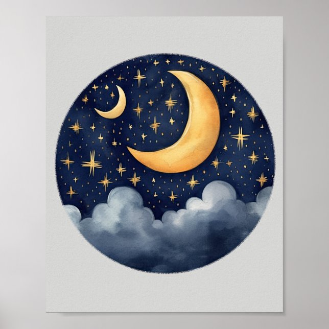 Cute Sweet Dreams Moon Stars Clouds Nursery Decor (Front)