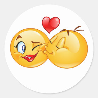 cute sweet emoji love hearts kiss classic round sticker