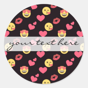 cute sweet emoji love hearts kiss lips pattern classic round sticker