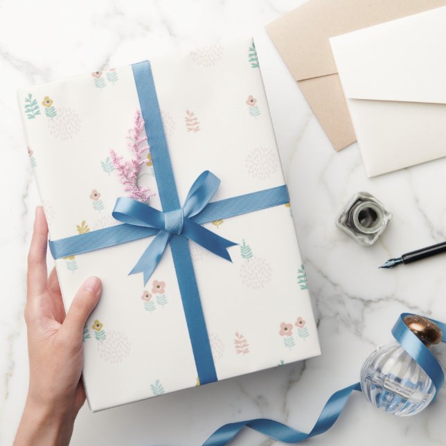 Cute Sweet Floral Garden Cartoon Birthday Party  Wrapping Paper (Gifting)