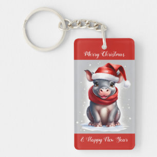 Cute Sweet Hippopotamus Santa Hat Nouvel An