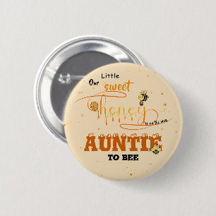 Cute Sweet Honey Kawaii Eyeball Text Auntie-to-be 2 Inch Round Button
