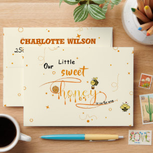 Cute Sweet Honey & Kawaii Eyeball Text Baby Shower Envelope