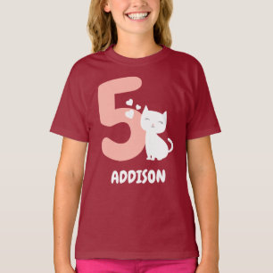 Cute Sweet Kitten Birthday Custom Name and Number T-Shirt