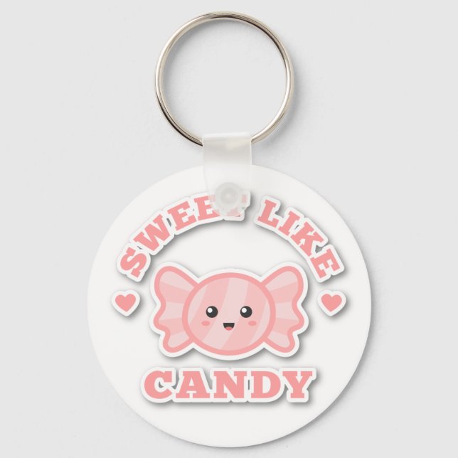 Cute Sweet Like Candy Pink Keychain (Front)