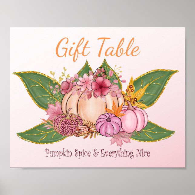 Cute Sweet Little Pumpkin Fall Greenery Gift Sigh Poster (Front)