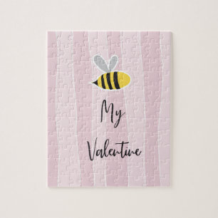 Cute Sweet Lovely Cartoon Bee my Valentine Gifts Jigsaw Puzzle