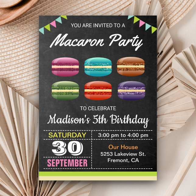 Cute Sweet Macarons Birthday Party Invitation (Creator Uploaded)