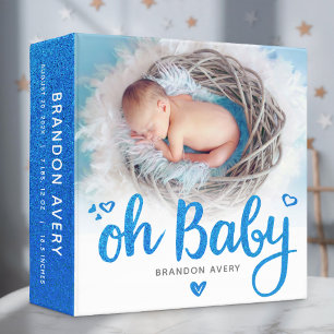 Cute sweet “Oh Baby” Boy Keepsake Photo Album Binder