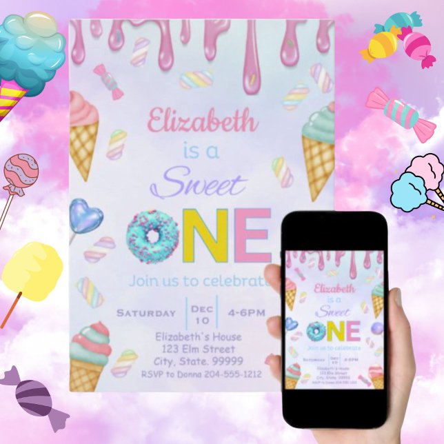 Cute Sweet One Birthday Invitation for Girl   (Creator Uploaded)