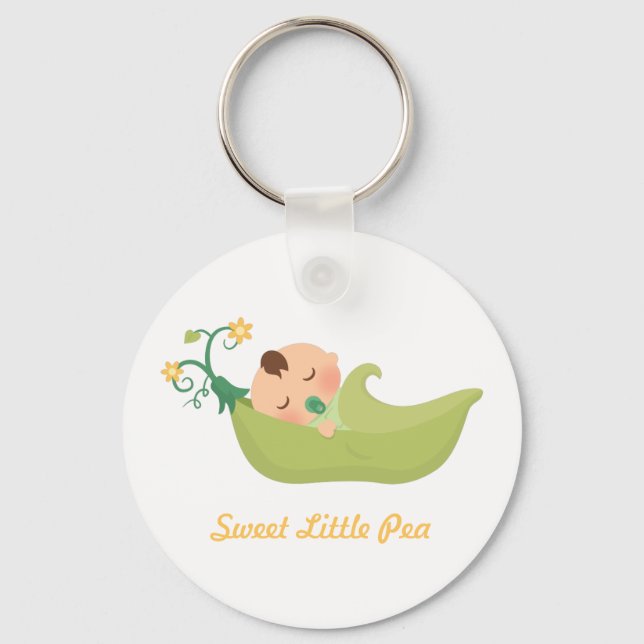 Cute Sweet Pea in a Pod Keychain (Front)