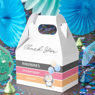 Cute Sweet Penguin Balloon Girl Birthday Favor Box