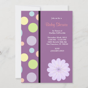 CUTE Sweet Pink Purple Baby Shower Invitation