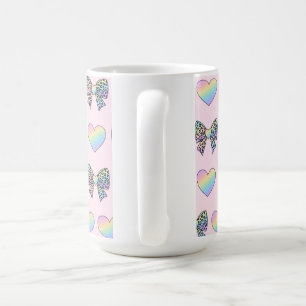 cute sweet rainbow hearts pastel gradient pattern coffee mug