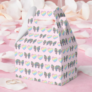 cute sweet rainbow hearts pastel gradient pattern favor box