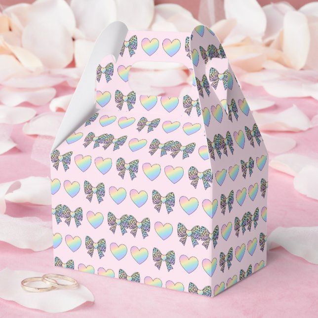  cute sweet rainbow hearts pastel gradient pattern favor box (Wedding)