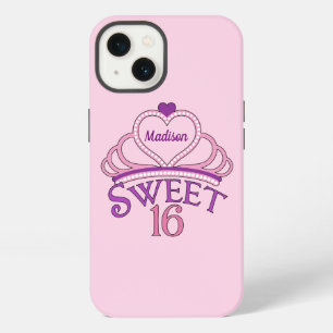 Cute Sweet Sixteen Birthday Girl Personalized Pink iPhone 13 Case