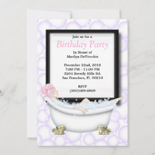 CUTE Sweet Spa Bath Massage and Beauty Party Invit Invitation