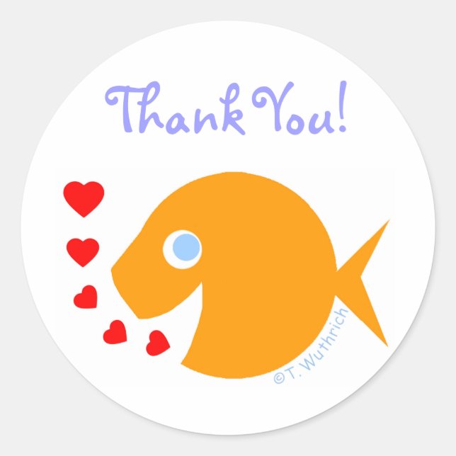 Cute Sweet Thank You Goldfish Stickers (Front)