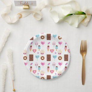 Cute Sweet & Treats Celebration Birthday Party Paper Plate