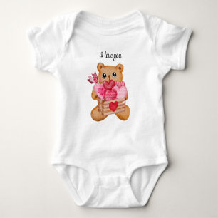 cute sweet valentine bear baby bodysuit