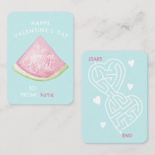 Cute, sweet watermelon classroom Valentine Card
