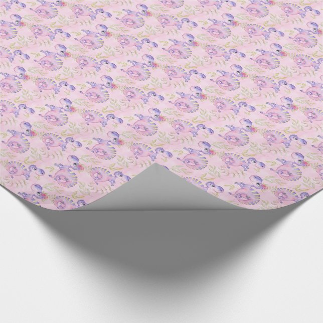 *~* Cute Sweet Whimsical Dragon Dinosaur Wrapping Paper (Corner)