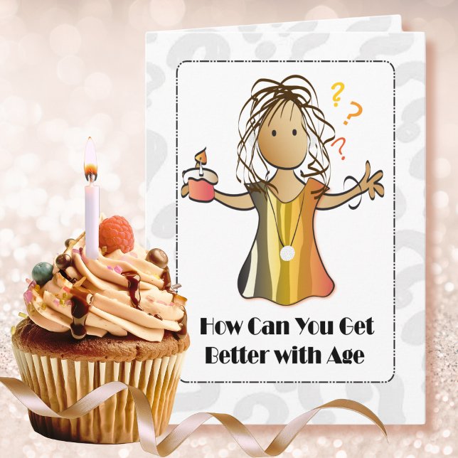 Cute Sweet Woman Ethnic Cartoon Happy Birthday  Card (Creator Uploaded)