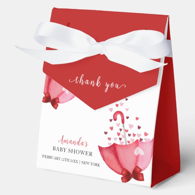 Cute Sweetheart Umbrella Bow Baby Shower Favor Box (Front)