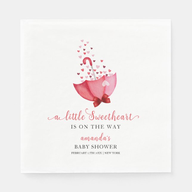 Cute Sweetheart Umbrella Bow Baby Shower Napkin (Front)