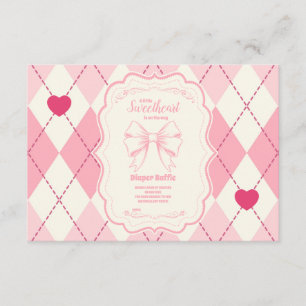 Cute Sweetheart Valentine's Day Diapper Raffle Enclosure Card