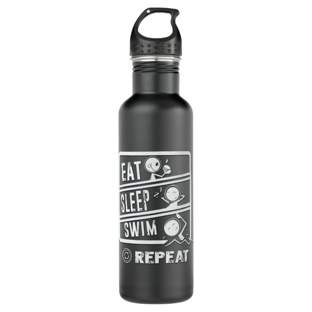 Cute Swimmer Design - Eat Sleep Swim Repeat 710 Ml Water Bottle (Front)