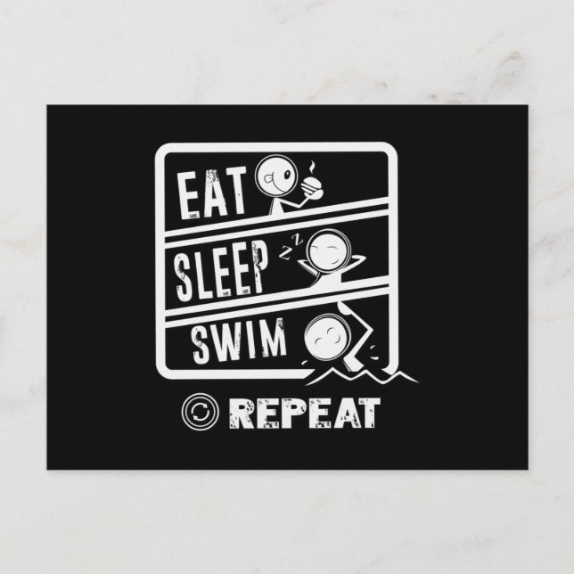 Cute Swimmer Design - Eat Sleep Swim Repeat Postcard (Front)