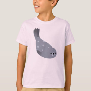 Cute Swimming Cartoon Harbour Seal Children T-Shirt