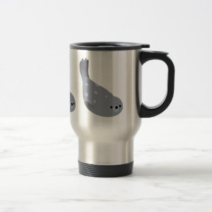Cute Swimming Cartoon Harbour Seal Commuter Mug