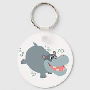 Cute Swimming Cartoon Hippo Keychain