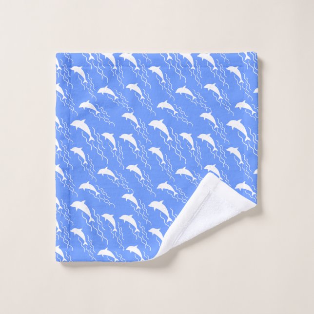 Cute swimming dolphins pattern  bath towel set (Wash Cloth)