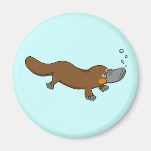 Cute swimming duck-billed platypus magnet
