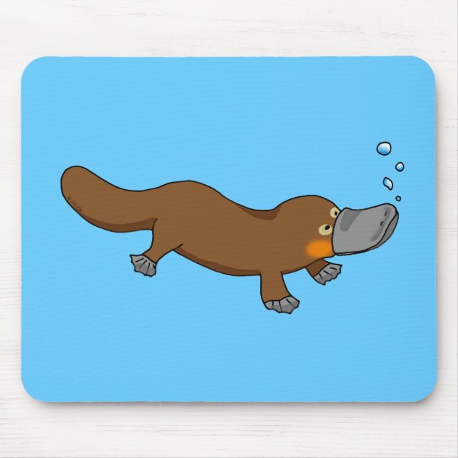 Cute swimming duck-billed platypus mouse pad (Front)