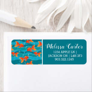 Cute Swimming Goldfish & Water Pattern