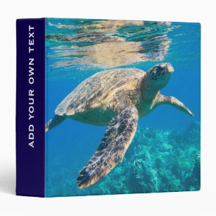 Cute Swimming Sea Turtle Photo Personalised Binder